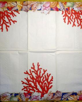 094 Muscheln - 3-lagig (blau) - Home Fashion